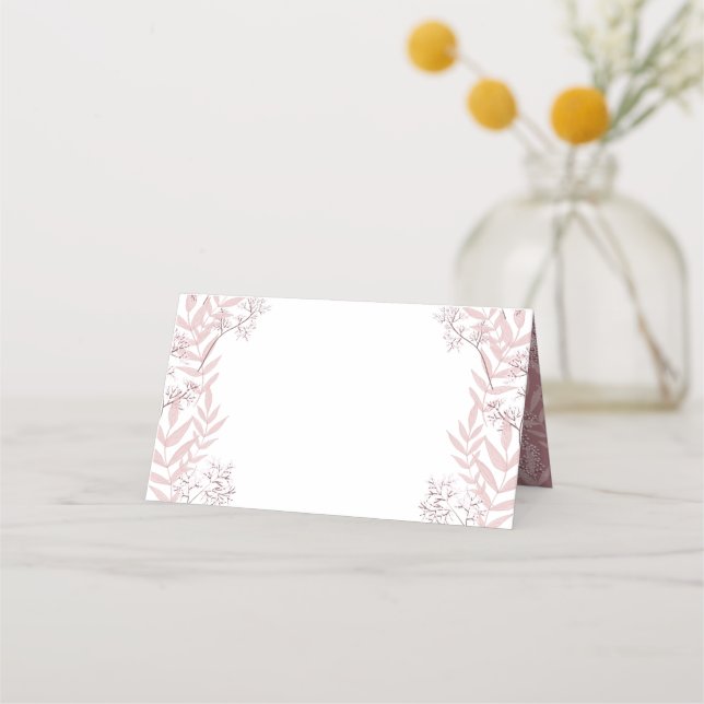 Dusty Rose Pink Wedding Vintage Botanical Place Card (Front)