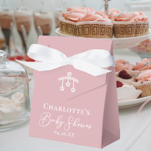 Dusty Rose Pink White Baby Shower Custom Favor Boxes