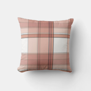 Dusty Rose Plaid Print Throw Pillow