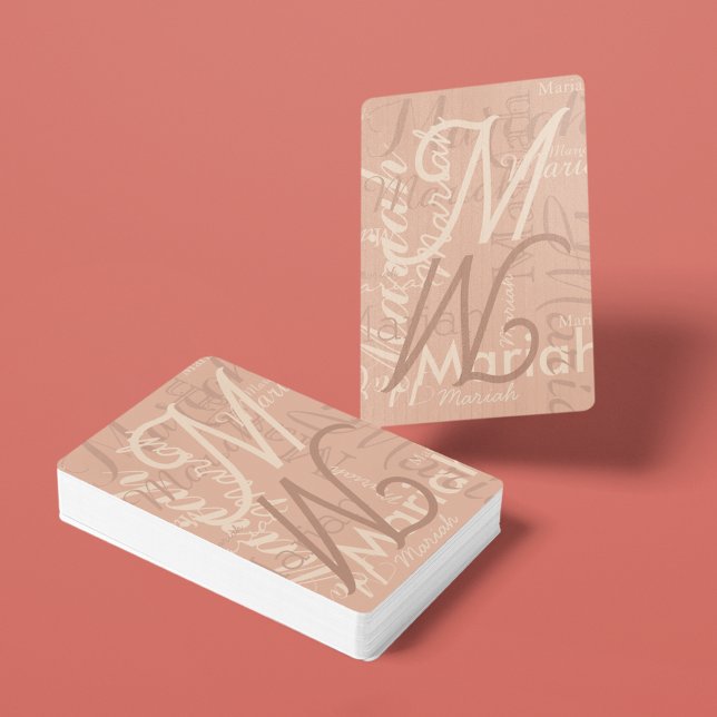 Dusty Rose Playing Cards for girls (dusty rose monogram cards)