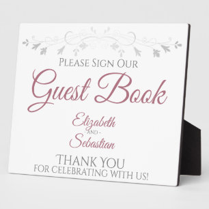 Dusty Rose Please Sign our Guest Book Wedding Sign Plaque