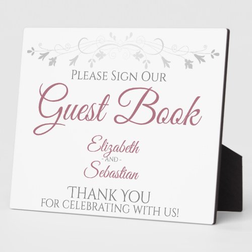 Dusty Rose Please Sign our Guest Book Wedding Sign Plaque