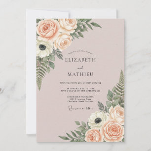 Dusty Rose Polished Woodland Wedding Invitation