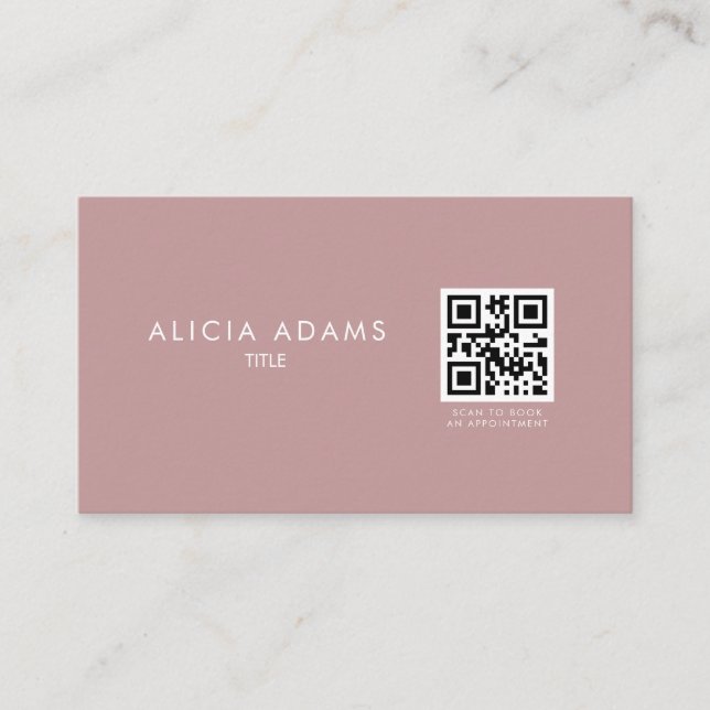 Dusty Rose Professional Minimalist QR Code  Business Card (Front)