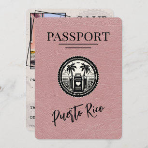 Dusty Rose Puerto Rico Passport Save The Date