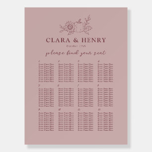 Dusty Rose Pumpkin Sunflower Wedding Seating Chart Foam Board