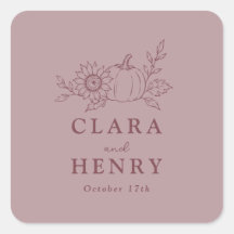 Dusty Rose Pumpkin Sunflower Wedding Square