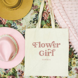 Dusty Rose Retro Boho Typography | Flower Girl Tote Bag
