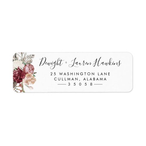 Dusty Rose  Return Address Label