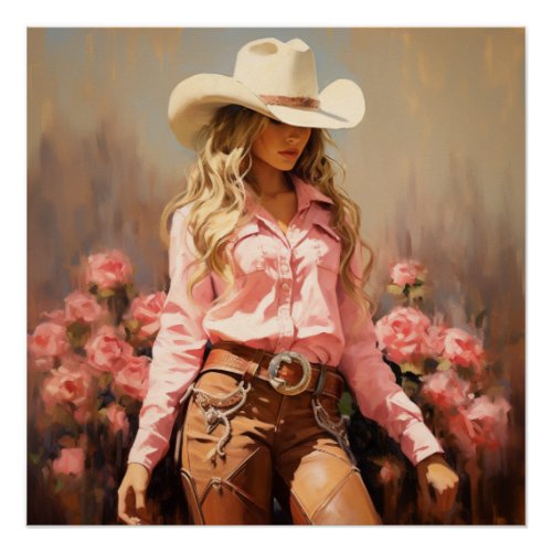 Dusty Rose Rodeo Cowgirl Wall Art