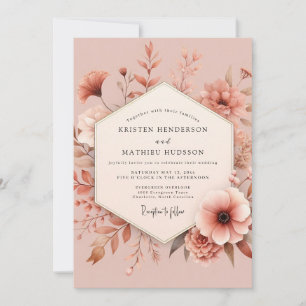 Dusty Rose Romantic Bloom Wedding Invitation