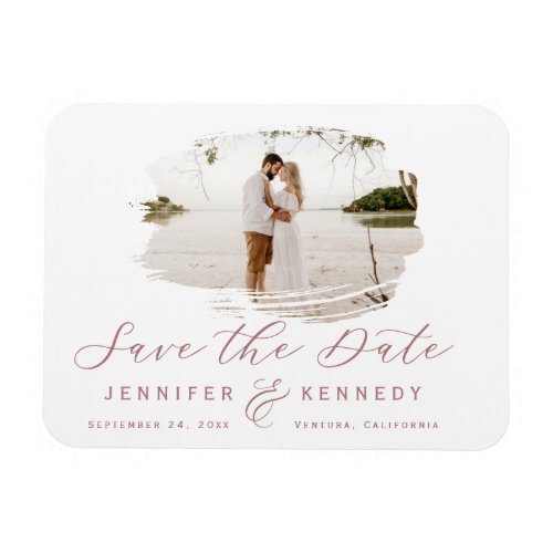 Dusty Rose Romantic Brushed Frame Save The Date Magnet