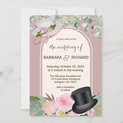 Dusty Rose Romantic Floral Wedding    Invitation