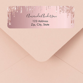 Dusty Rose Rose Gold Return Address Label by Thunes at Zazzle