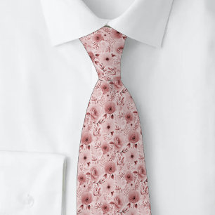 Dusty Rose Roses Neck Tie