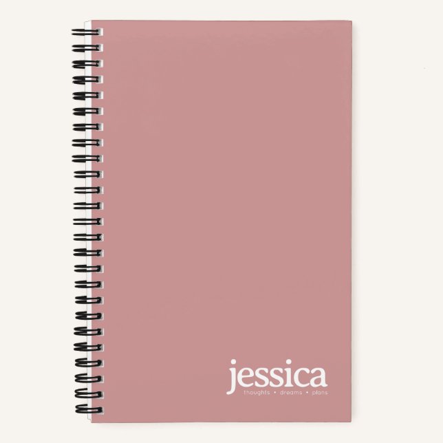 Dusty Rose Rounded Modern Typography Notebook (Front)