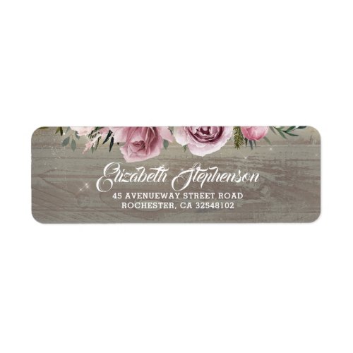 Dusty Rose Rustic Country Floral Wedding Label