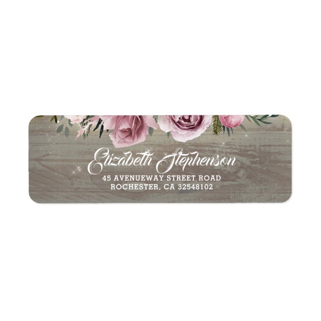 Dusty Rose Rustic Country Floral Wedding Label (Front)