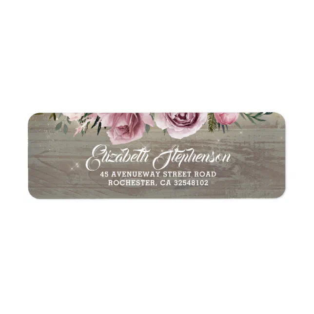 Dusty Rose Rustic Country Floral Wedding Label | Zazzle