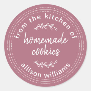 Dusty Rose Rustic Homemade Cookies Personalized Classic Round Sticker