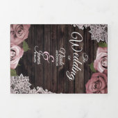 Dusty Rose Rustic Wood Trifold Wedding Program (Cover)