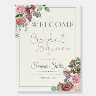 Dusty Rose & Sage Floral Bridal Shower Welcome Sig Foam Board