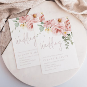 Dusty Rose & Sage Floral Wedding Invitation