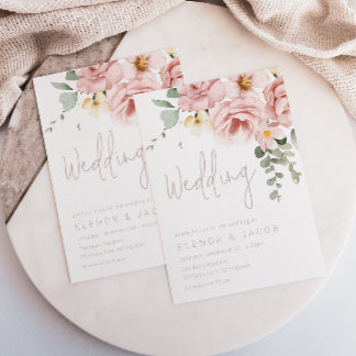 Dusty Rose & Sage Floral Wedding Invitation