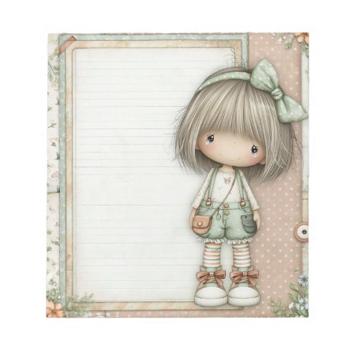 Dusty Rose Sage Green Ash Blonde Vintage Floral Gi Notepad
