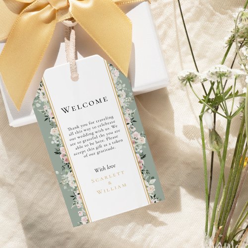 Dusty Rose Sage Green Destination Wedding Welcome Gift Tags