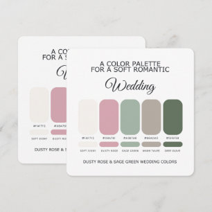 Dusty Rose Sage Green Wedding Color Palette Card