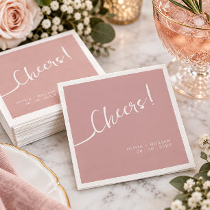 Dusty Rose Script Cheers Wedding Napkins