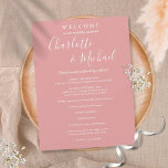 Dusty Rose Script Guest Wedding Weekend Program<br><div class="desc">Elegant dusty rose signature script wedding weekend program featuring signature style names. Personalize with your wedding weekend details set in chic white lettering. Designed by Thisisnotme©</div>