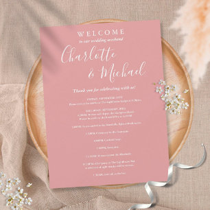 Dusty Rose Script Guest Wedding Weekend Program
