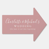 Dusty Rose Script Name Wedding This Way Arrow Sign | Zazzle