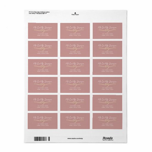 Dusty Rose Script Return Address Label | Zazzle