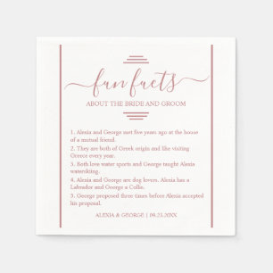Dusty rose script typography Fun Facts wedding Napkins
