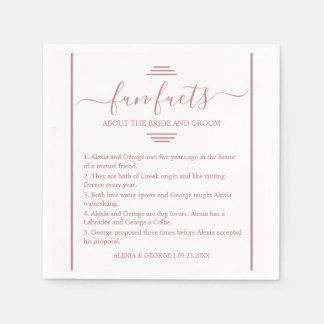 Dusty rose script typography Fun Facts wedding    Napkins
