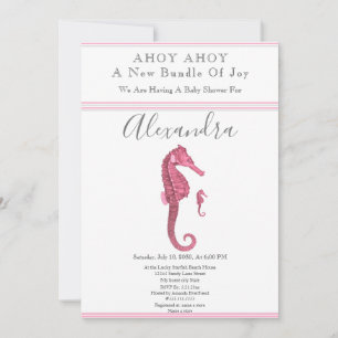 Dusty Rose Seahorse Pink Girl Floral Baby Shower