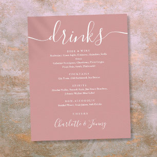 Dusty Rose Signature Script Drinks Menu Sign