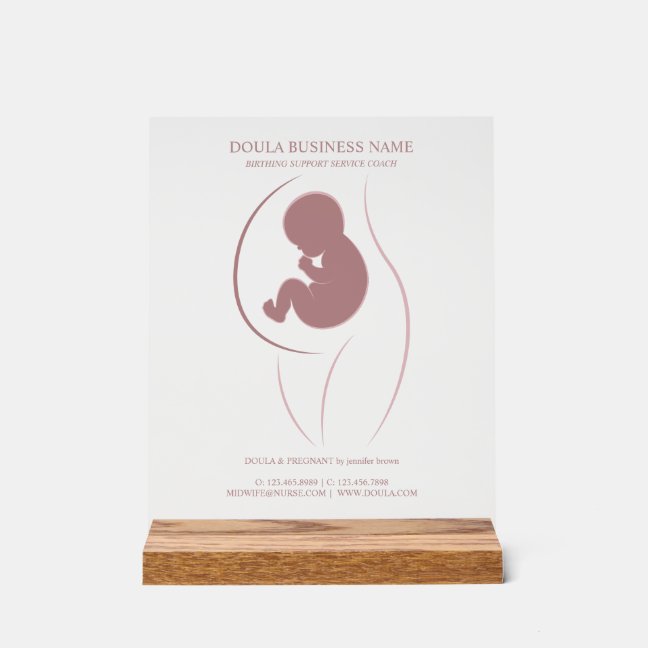 dusty rose silhouette of a mother and baby acrylic sign
