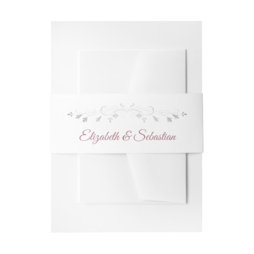 Dusty Rose Silver Flourish Elegant Wedding Invitation Belly Band