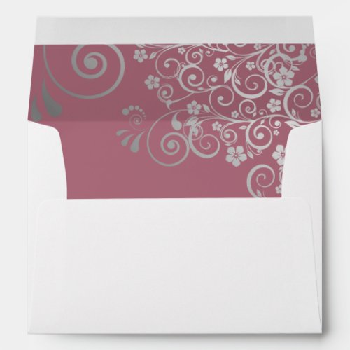 Dusty Rose Simple Elegant Filigree Wedding Envelope