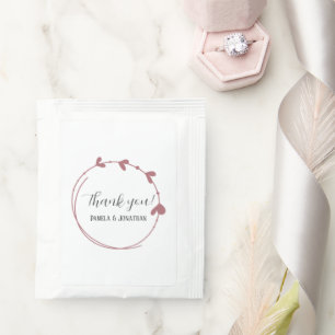 Dusty Rose Simple Heart Wreath Wedding Favor Tea Bag Drink Mix