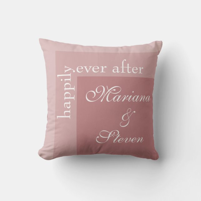 Dusty Rose Simple Modern Chic Script Wedding Throw Pillow (Front)
