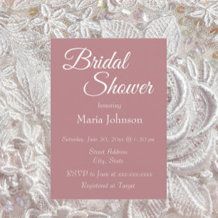 Dusty Rose Simple Style Bridal Shower Invitation