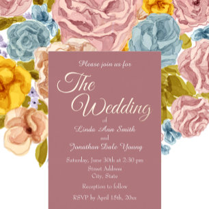 Dusty Rose Simple Style Wedding Foil Invitation
