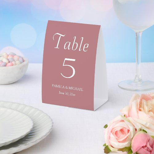 Dusty Rose Simple Style Wedding Paper Table Tent