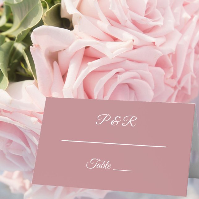 Dusty Rose Simple Stylized Script Wedding Place Card (In Situ Wedding)