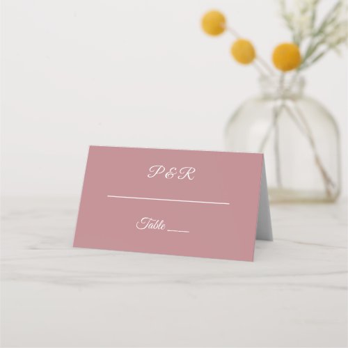 Dusty Rose Simple Stylized Script Wedding Place Card